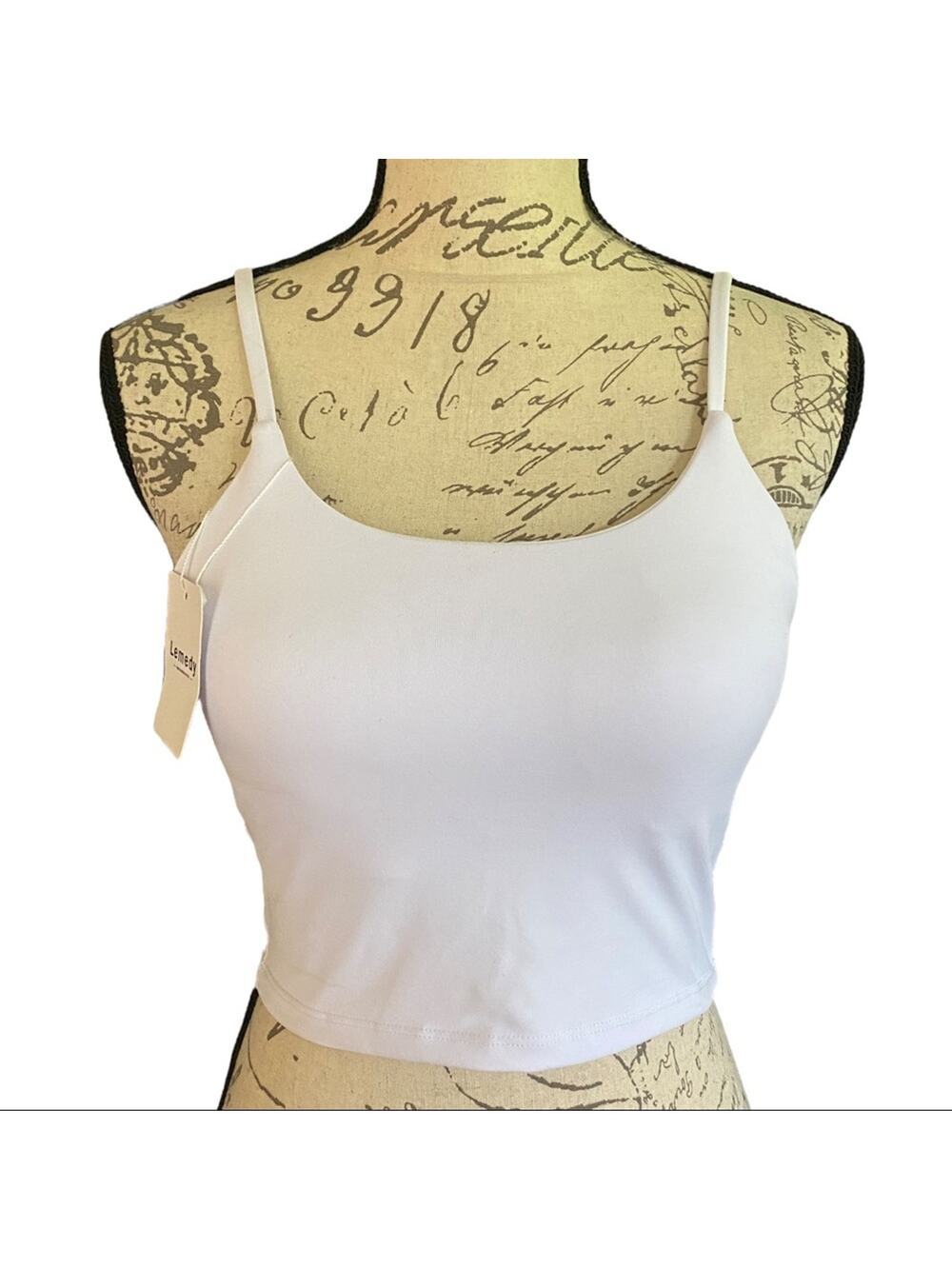 Lemedy White Fitness Workout Shirt With Built In Bra Size Medium NEW